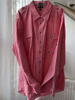 Tommy Hilfiger Pink Button-Front Casual Shirt Jacket